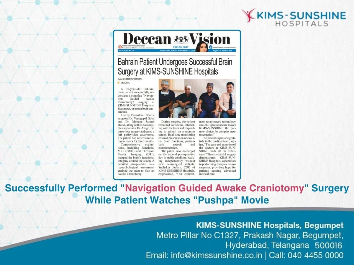 Successfully Performed _Navigation Guided Awake Craniotomy_ Surgery While Patient Watches _Pushpa_ Movie